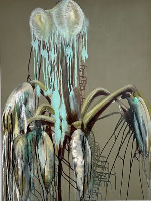 Turqoise, Mixed Media auf Leinwand, 160 x 120 cm, 2025